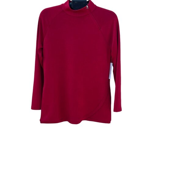 Womens Weekends by Chicos Double Knit Zip Mock Size 0 Razzle Red - Picture 4 of 11